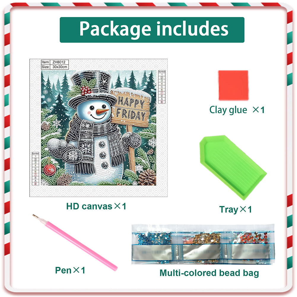 Winter Snowman - Partial Special-Shaped Drill Diamond Painting 30*30CM