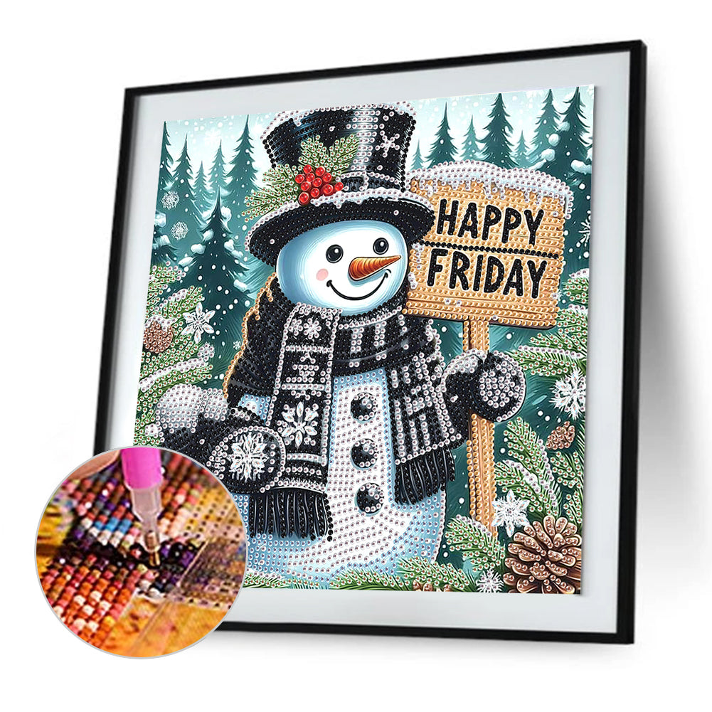 Winter Snowman - Partial Special-Shaped Drill Diamond Painting 30*30CM