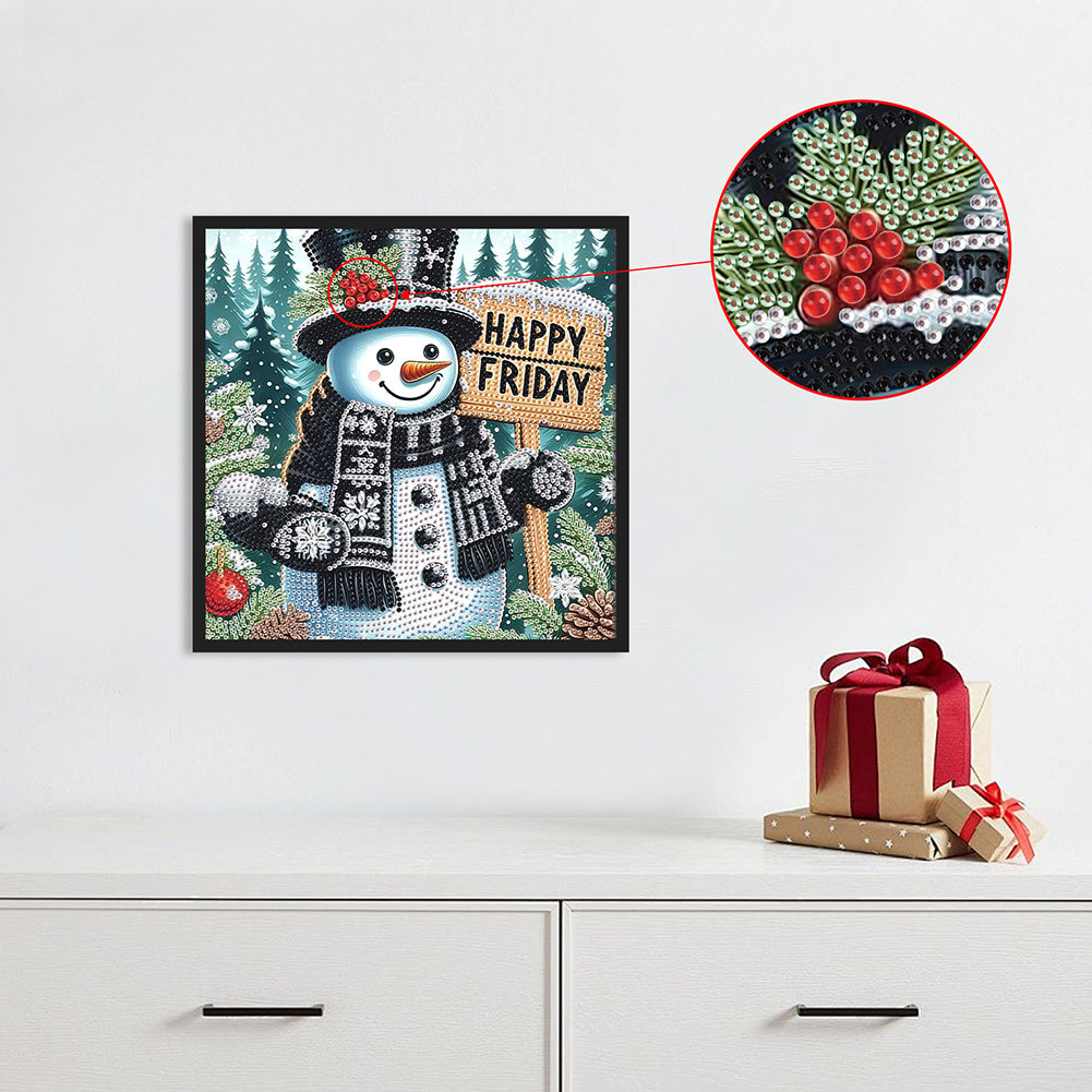 Winter Snowman - Partial Special-Shaped Drill Diamond Painting 30*30CM