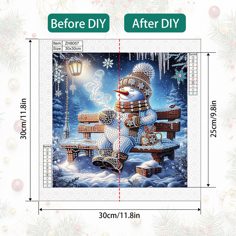 Winter Snowman - Partial Special-Shaped Drill Diamond Painting 30*30CM