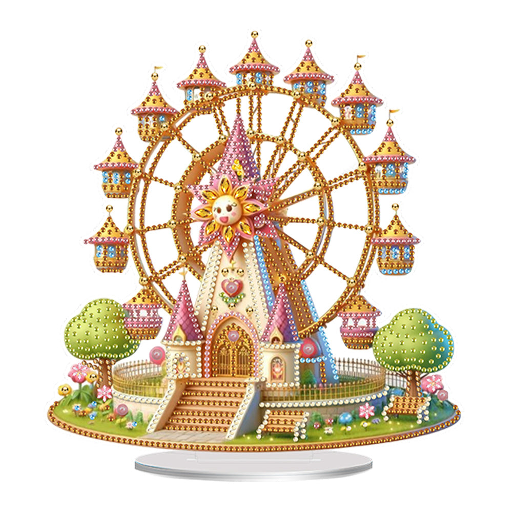 Acrylic Special Shaped Castle Ferris Wheel Desktop Diamond Painting Ornament Kit