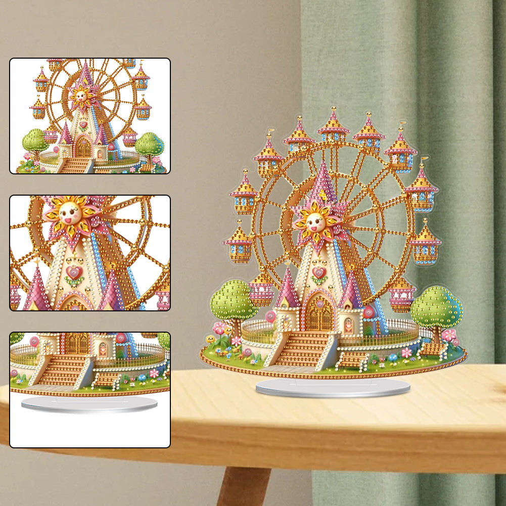 Acrylic Special Shaped Castle Ferris Wheel Desktop Diamond Painting Ornament Kit