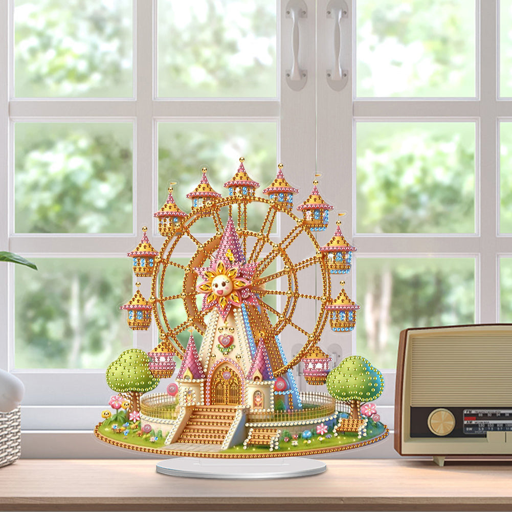 Acrylic Special Shaped Castle Ferris Wheel Desktop Diamond Painting Ornament Kit