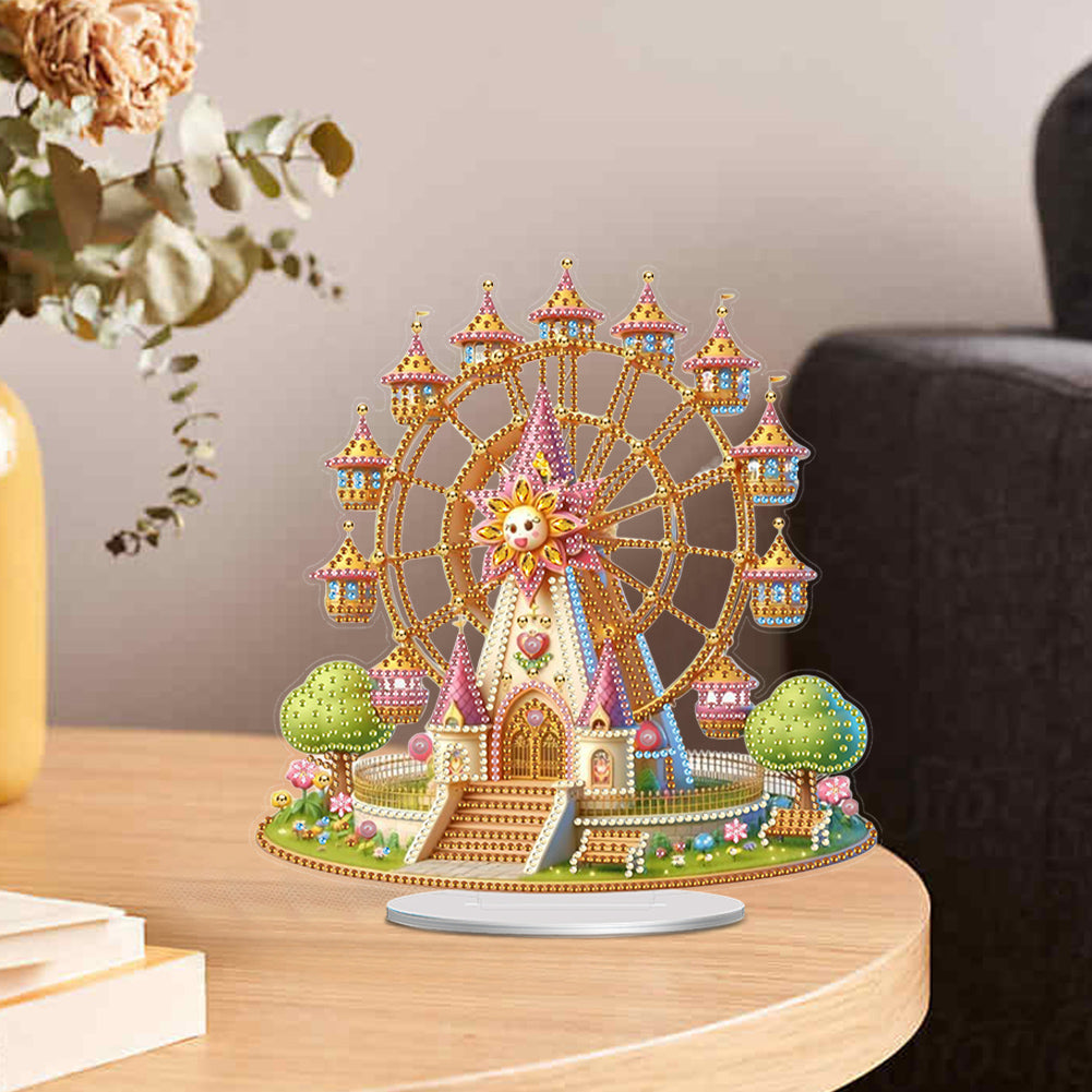 Acrylic Special Shaped Castle Ferris Wheel Desktop Diamond Painting Ornament Kit