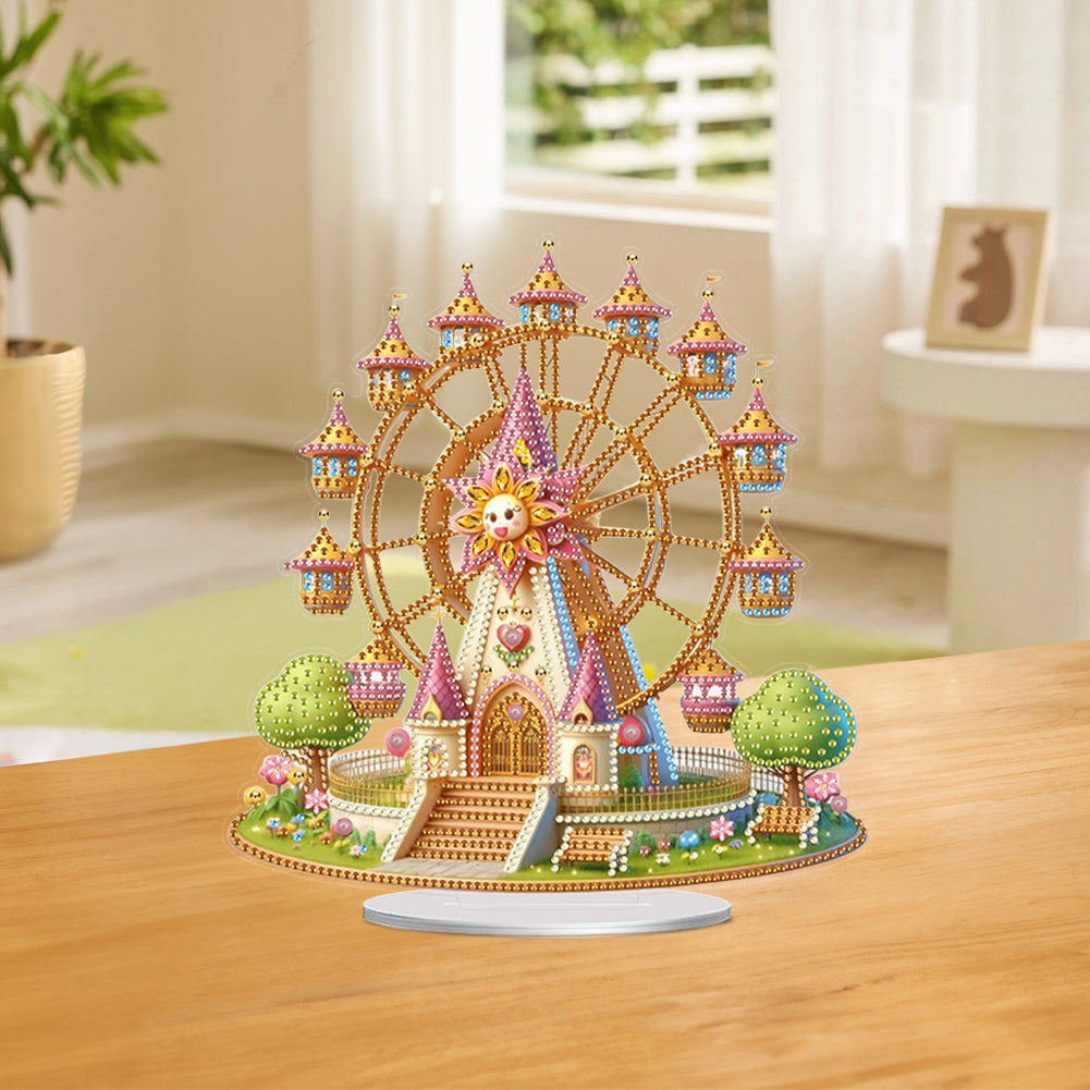 Acrylic Special Shaped Castle Ferris Wheel Desktop Diamond Painting Ornament Kit