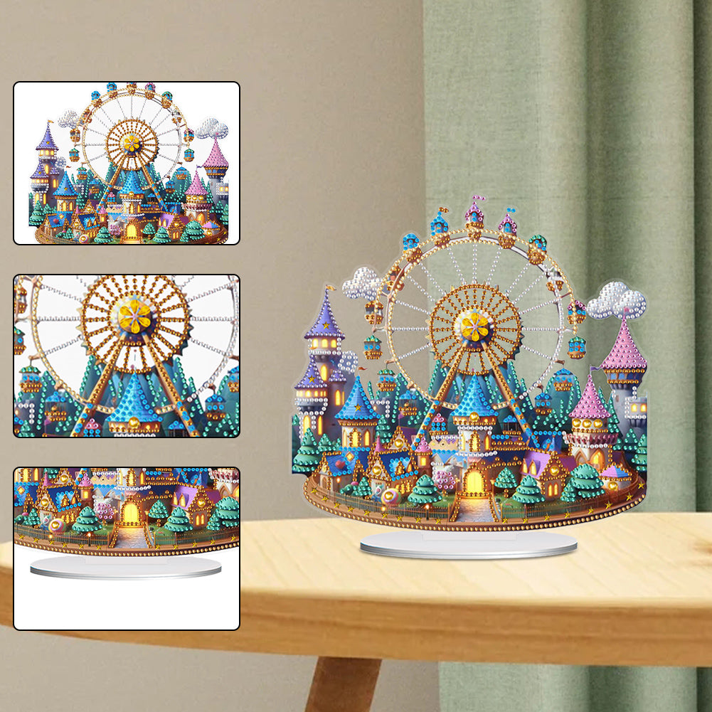 Acrylic Special Shaped Castle Ferris Wheel Desktop Diamond Painting Ornament Kit