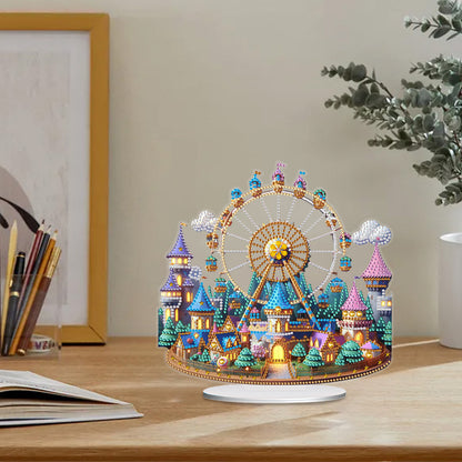 Acrylic Special Shaped Castle Ferris Wheel Desktop Diamond Painting Ornament Kit