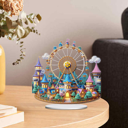 Acrylic Special Shaped Castle Ferris Wheel Desktop Diamond Painting Ornament Kit