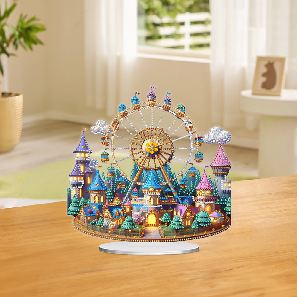 Acrylic Special Shaped Castle Ferris Wheel Desktop Diamond Painting Ornament Kit