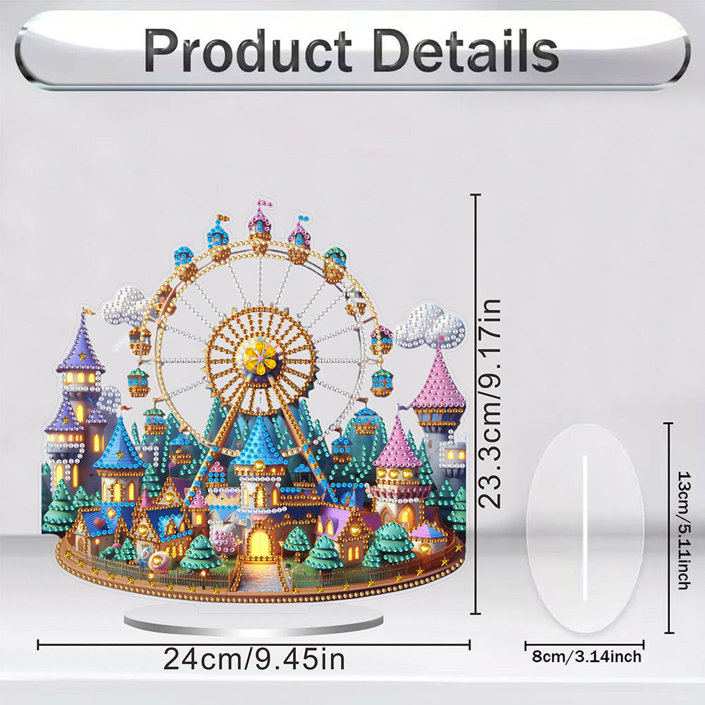 Acrylic Special Shaped Castle Ferris Wheel Desktop Diamond Painting Ornament Kit