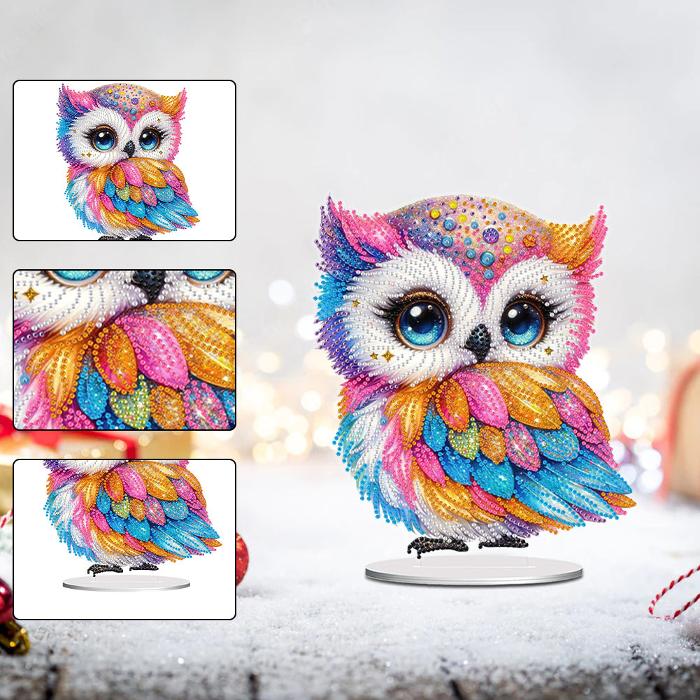 Acrylic Special Shaped Cute Owl Table Top 5D DIY Diamond Painting Ornament Kits