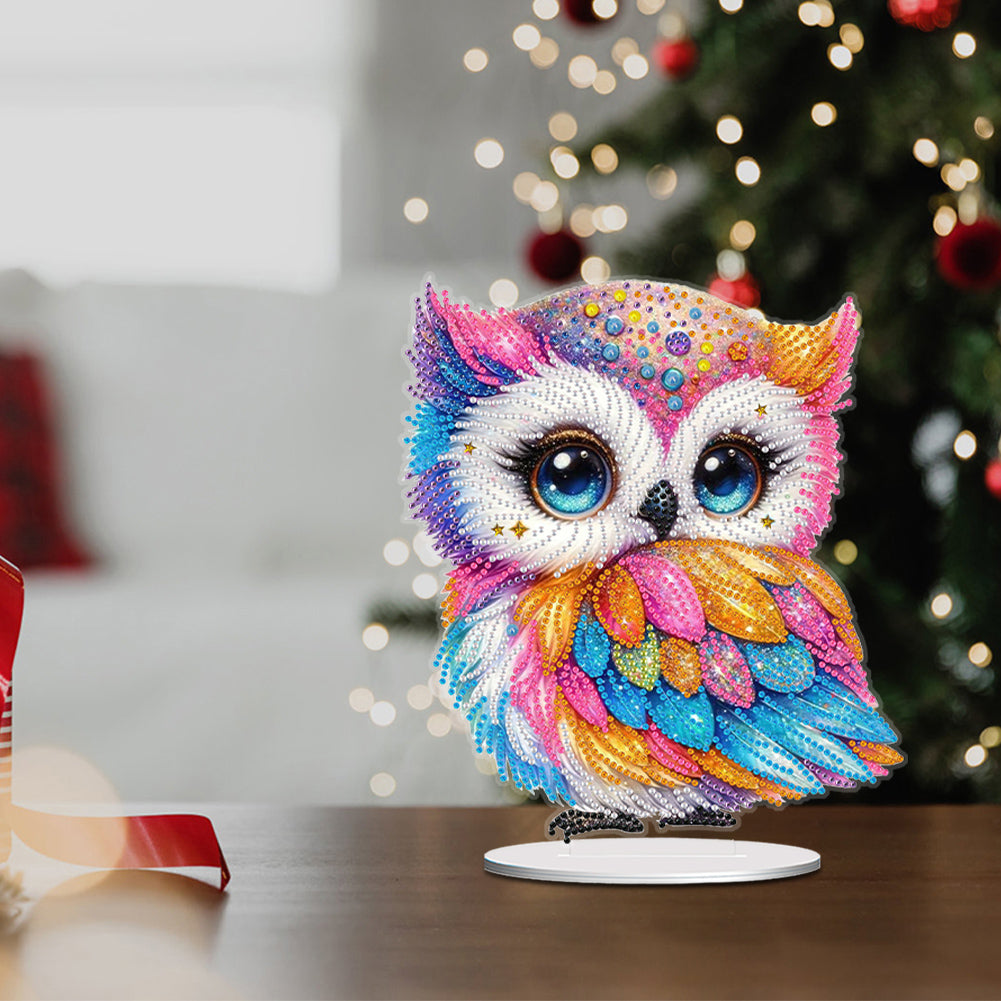 Acrylic Special Shaped Cute Owl Table Top 5D DIY Diamond Painting Ornament Kits