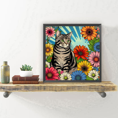 Gray Tabby Cat - Full Round Drill Diamond Painting 40*40CM