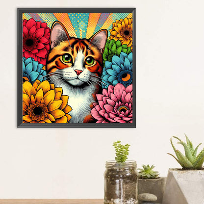 Orange And White Cat - Full Round Drill Diamond Painting 40*40CM