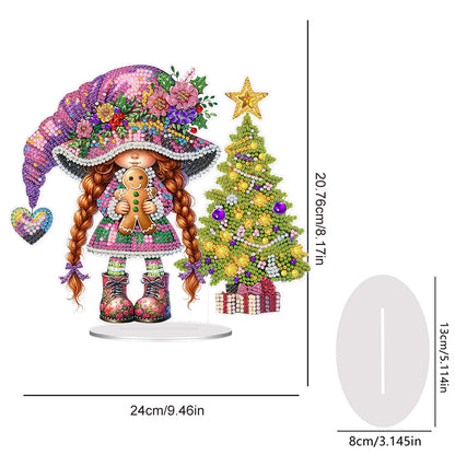 Acrylic Special Shape Gnome Girl DIY Diamond Painting Desktop Ornaments