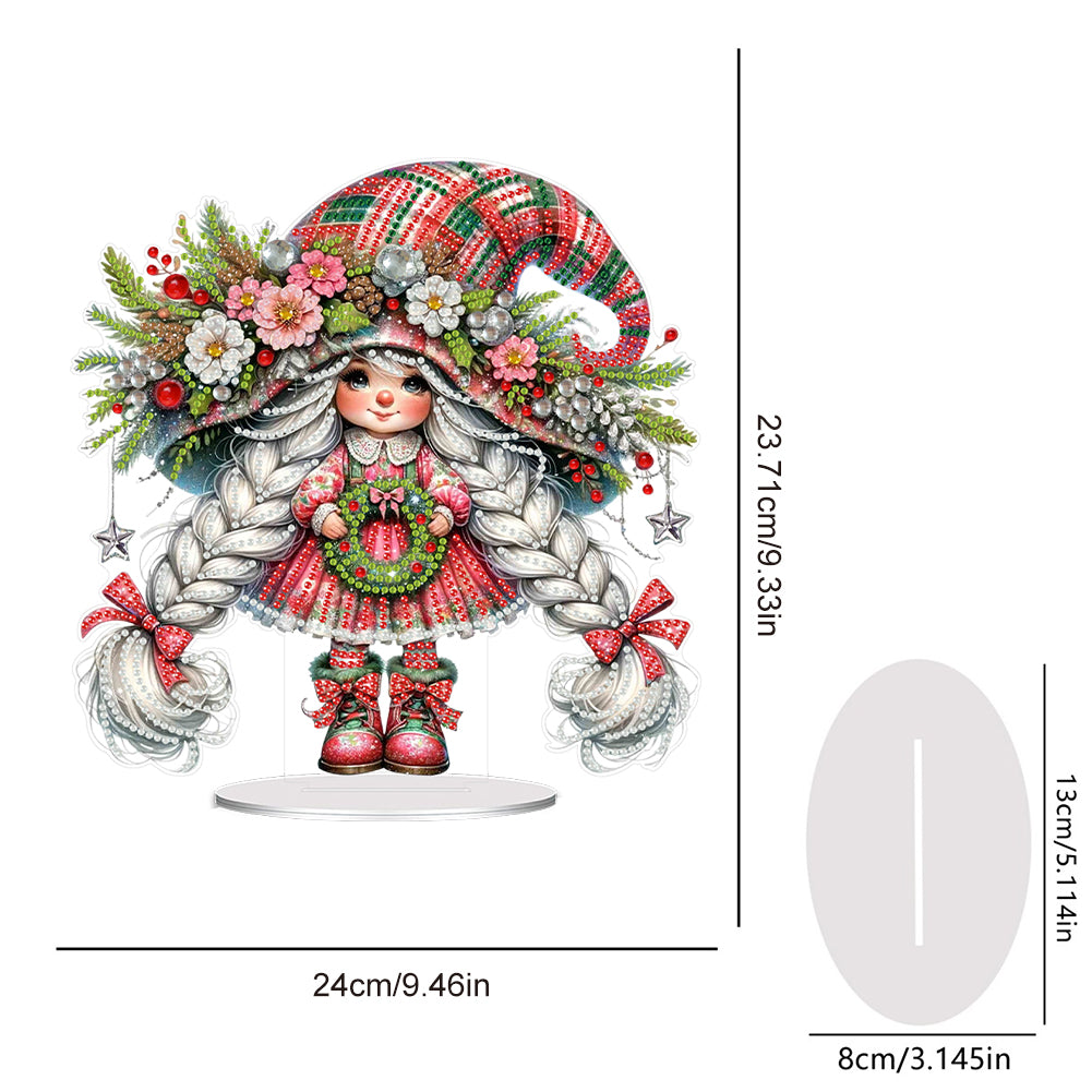 Acrylic Special Shape Gnome Girl DIY Diamond Painting Desktop Ornaments