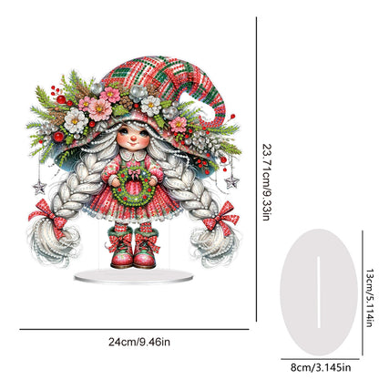 Acrylic Special Shape Gnome Girl DIY Diamond Painting Desktop Ornaments