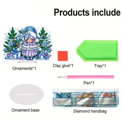 Acrylic Special Shape Merry Christmas Girl DIY Diamond Painting Desktop Ornament