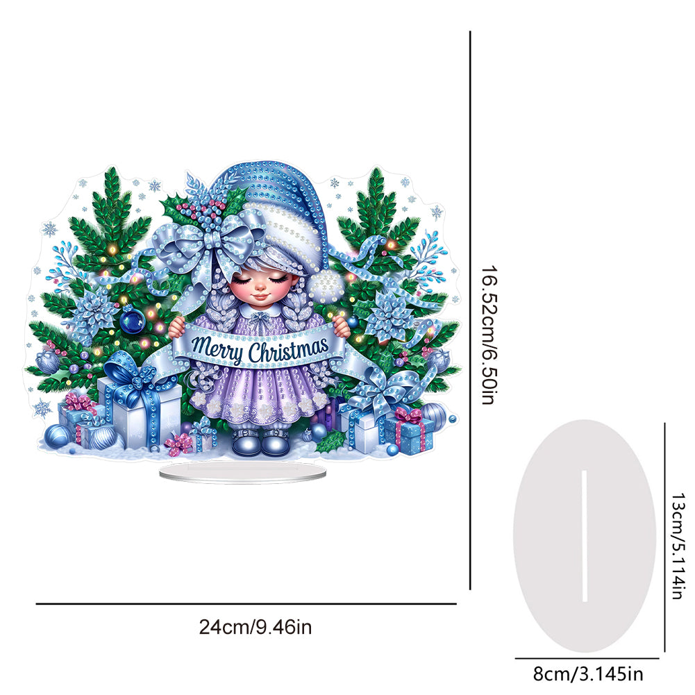 Acrylic Special Shape Merry Christmas Girl DIY Diamond Painting Desktop Ornament