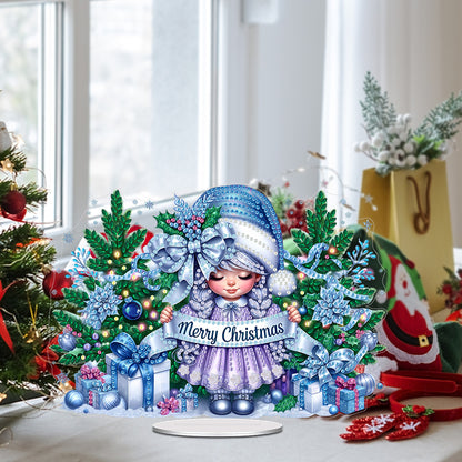 Acrylic Special Shape Merry Christmas Girl DIY Diamond Painting Desktop Ornament