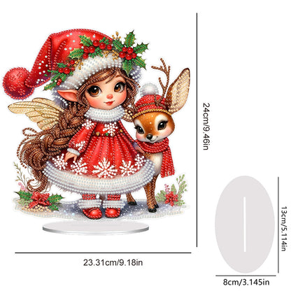 Acrylic Special Shape Elk Elf Girl DIY Diamond Painting Desktop Ornaments