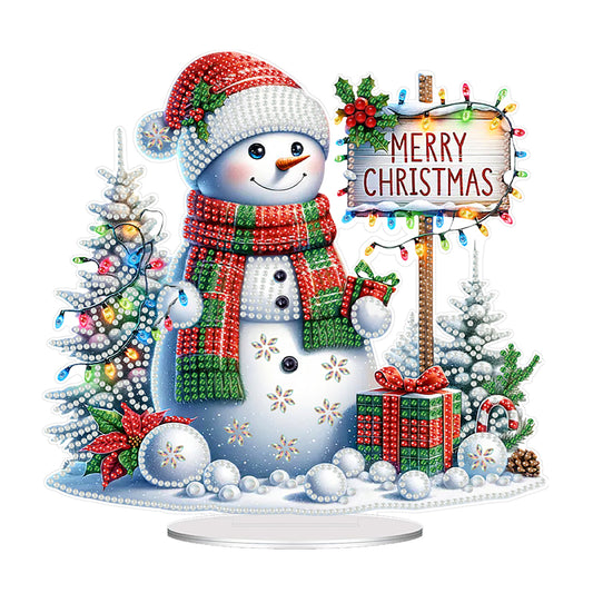 Acrylic Special Shape Christmas Snowman DIY Diamond Painting Desktop Ornaments