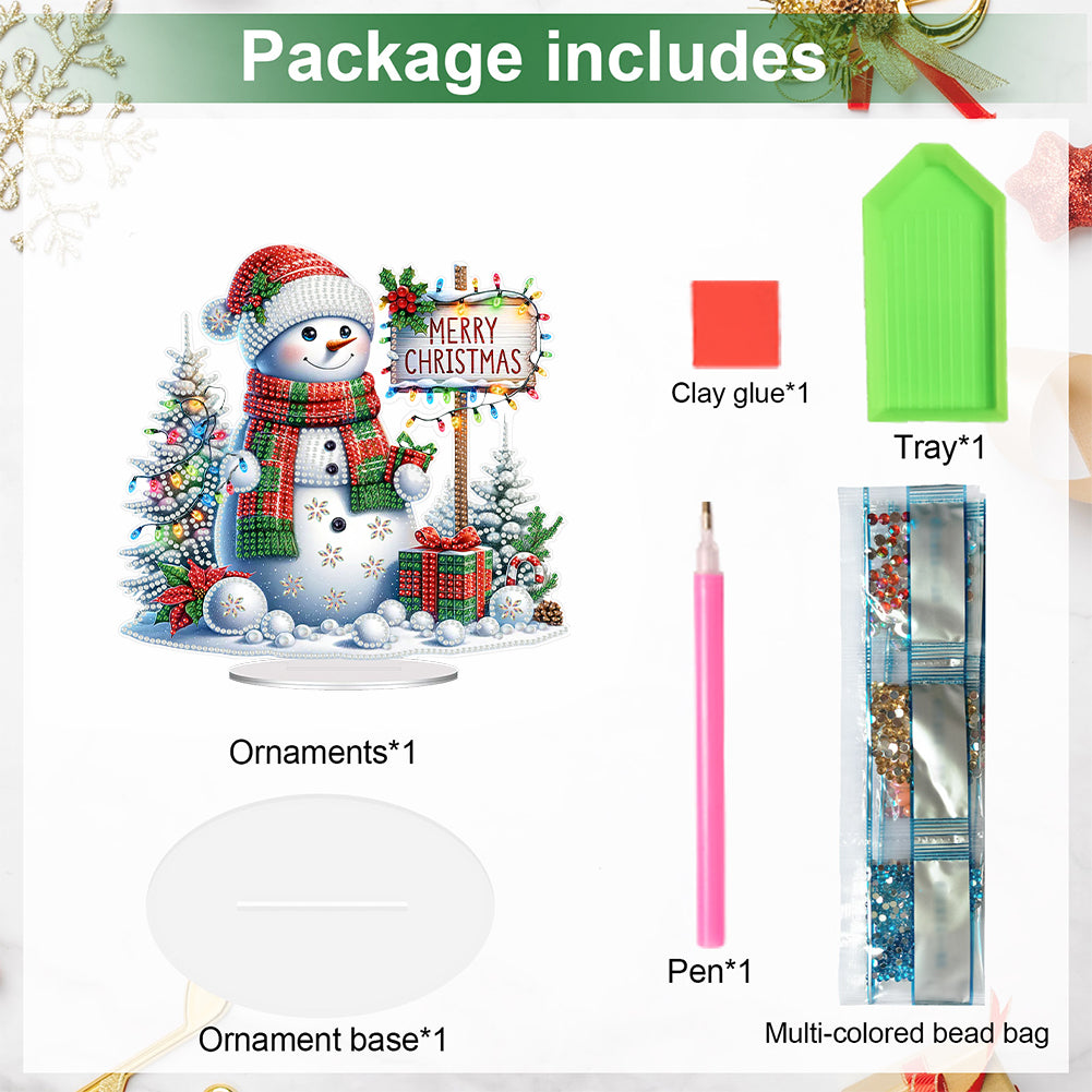 Acrylic Special Shape Christmas Snowman DIY Diamond Painting Desktop Ornaments