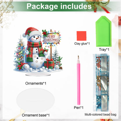 Acrylic Special Shape Christmas Snowman DIY Diamond Painting Desktop Ornaments