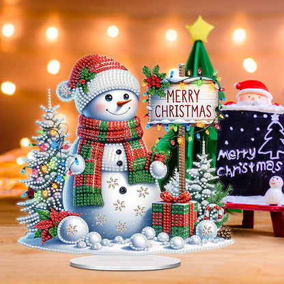 Acrylic Special Shape Christmas Snowman DIY Diamond Painting Desktop Ornaments