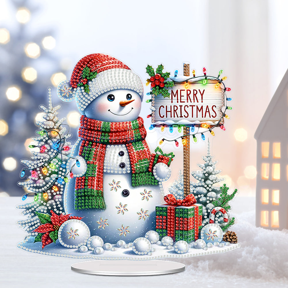 Acrylic Special Shape Christmas Snowman DIY Diamond Painting Desktop Ornaments