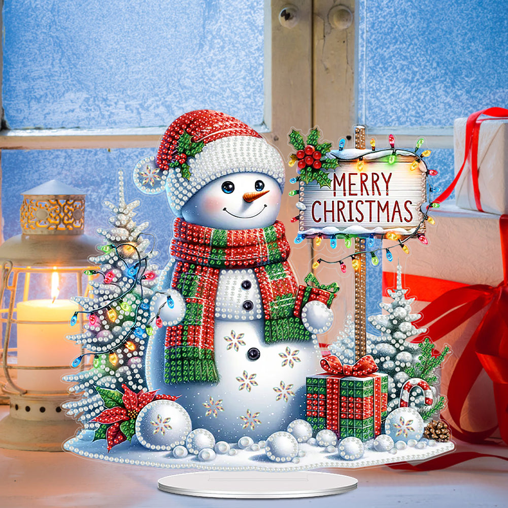 Acrylic Special Shape Christmas Snowman DIY Diamond Painting Desktop Ornaments