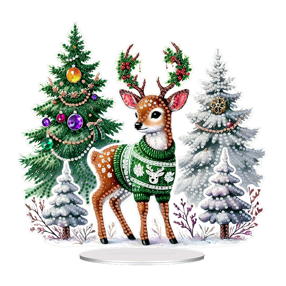 Acrylic Special Shape Christmas Tree Elk DIY Diamond Painting Desktop Ornaments