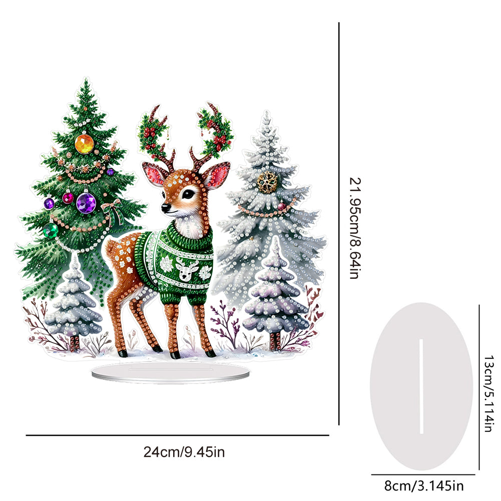 Acrylic Special Shape Christmas Tree Elk DIY Diamond Painting Desktop Ornaments