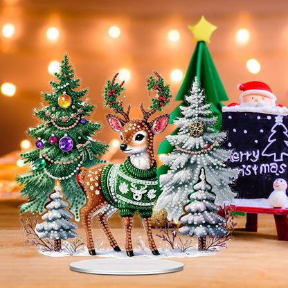 Acrylic Special Shape Christmas Tree Elk DIY Diamond Painting Desktop Ornaments