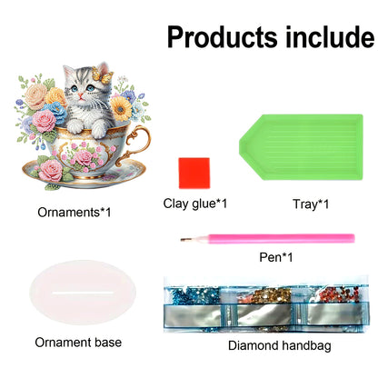 Acrylic Special Shape Cat 5D DIY Diamond Painting Art Tabletop Decorations