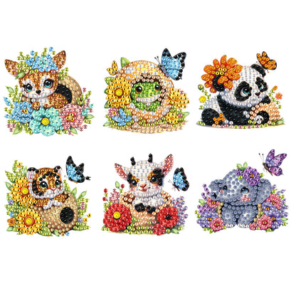 6Pcs Acrylic Animals And Flowers Diamond Art Fridge Magnet for Car Mailbox Decor