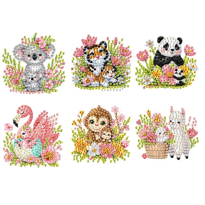 6Pcs Acrylic Animals And Flowers Diamond Art Fridge Magnet for Car Mailbox Decor