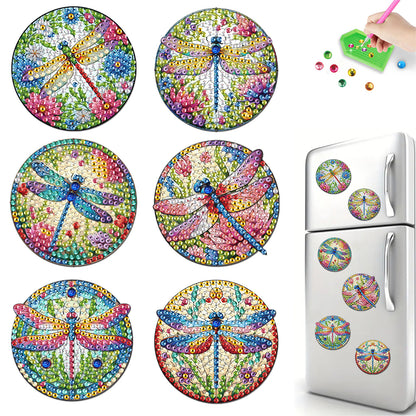 6Pcs Acrylic Dragonfly Diamond Art Fridge Magnet for Car Mailbox Decor