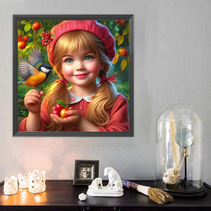 Blue Eyed Cute Girl - Full Round Drill Diamond Painting 40*40CM