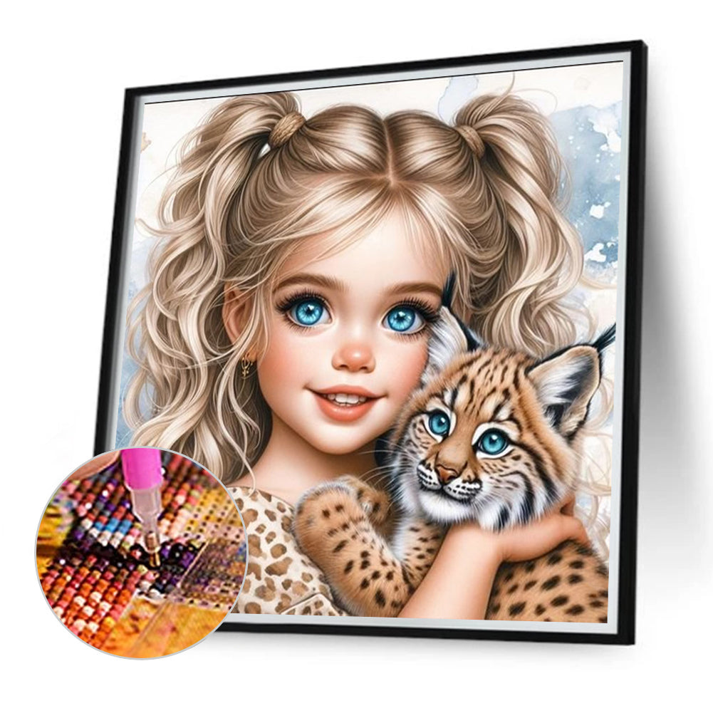 Cute Girl With Big Eyes - Full Round Drill Diamond Painting 40*40CM