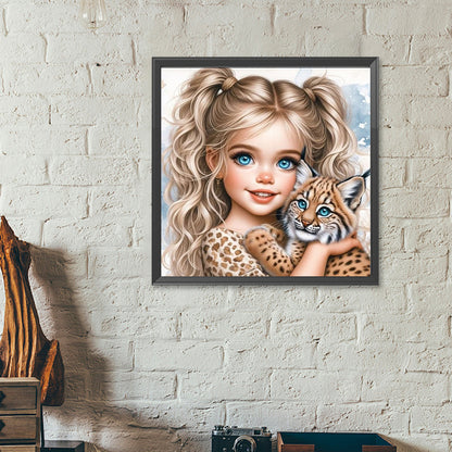 Cute Girl With Big Eyes - Full Round Drill Diamond Painting 40*40CM