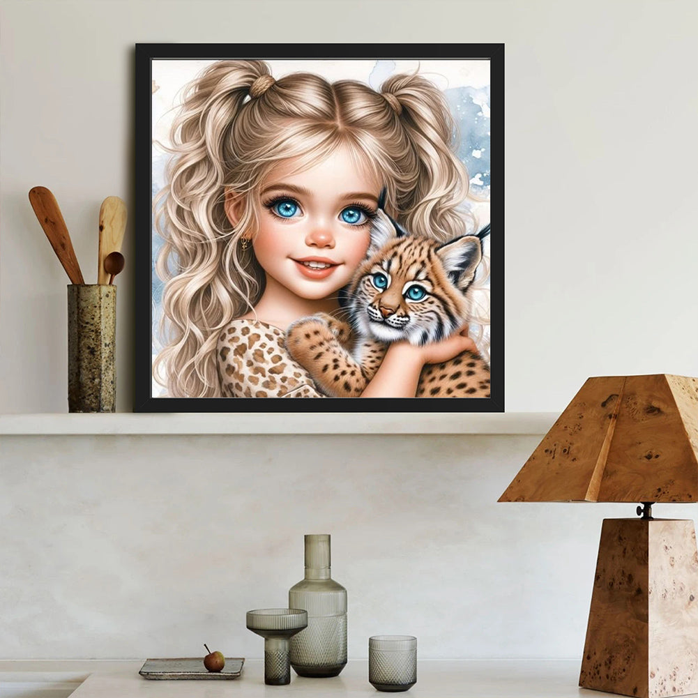 Cute Girl With Big Eyes - Full Round Drill Diamond Painting 40*40CM