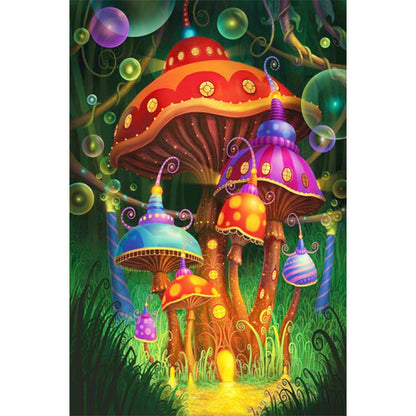 Colorful Mushroom House - Full AB Round Drill Diamond Painting 40*60CM