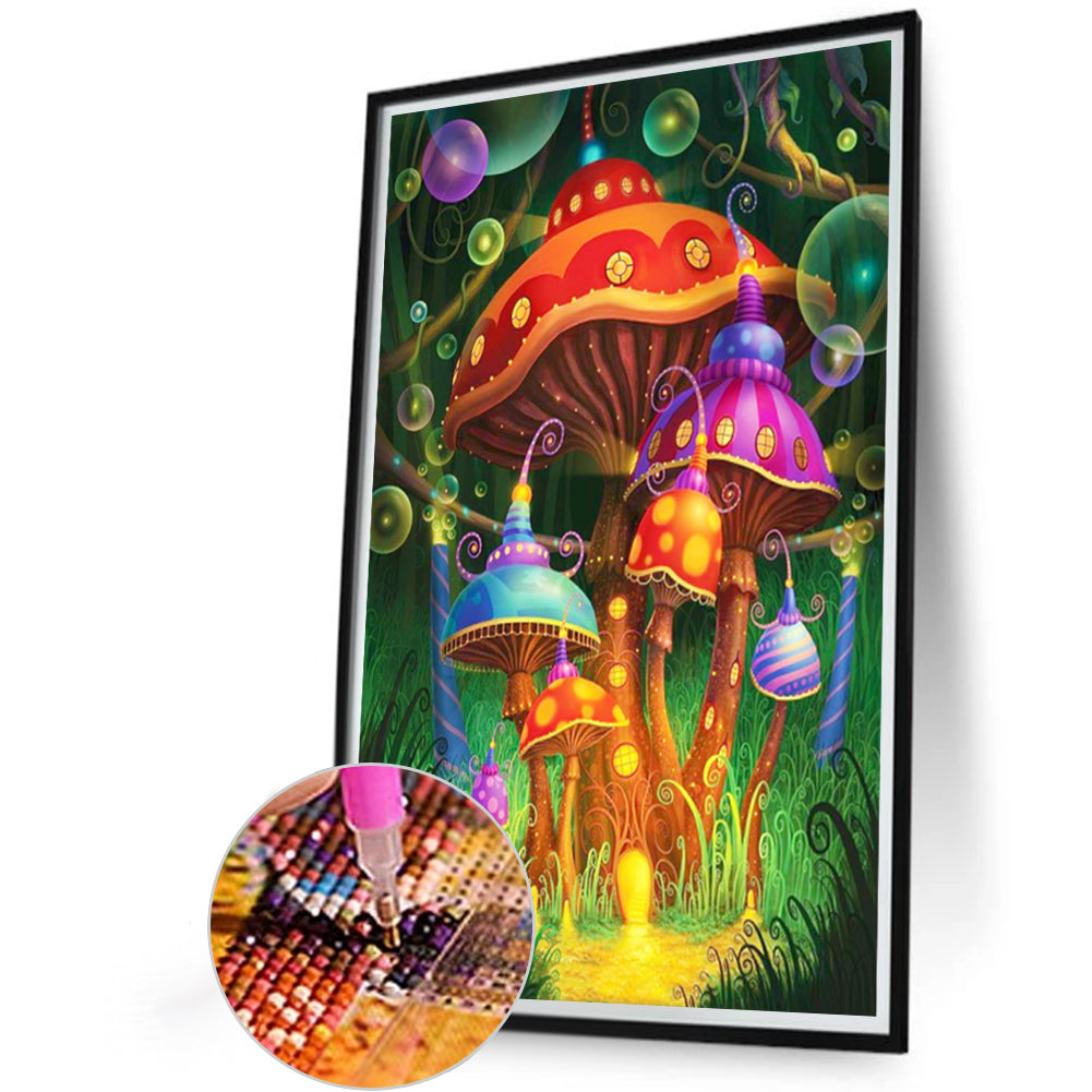 Colorful Mushroom House - Full AB Round Drill Diamond Painting 40*60CM