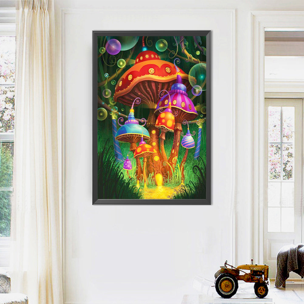 Colorful Mushroom House - Full AB Round Drill Diamond Painting 40*60CM