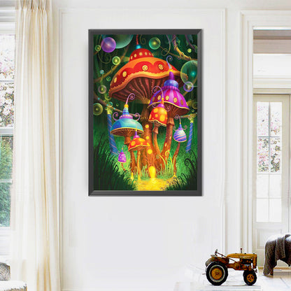 Colorful Mushroom House - Full AB Round Drill Diamond Painting 40*60CM
