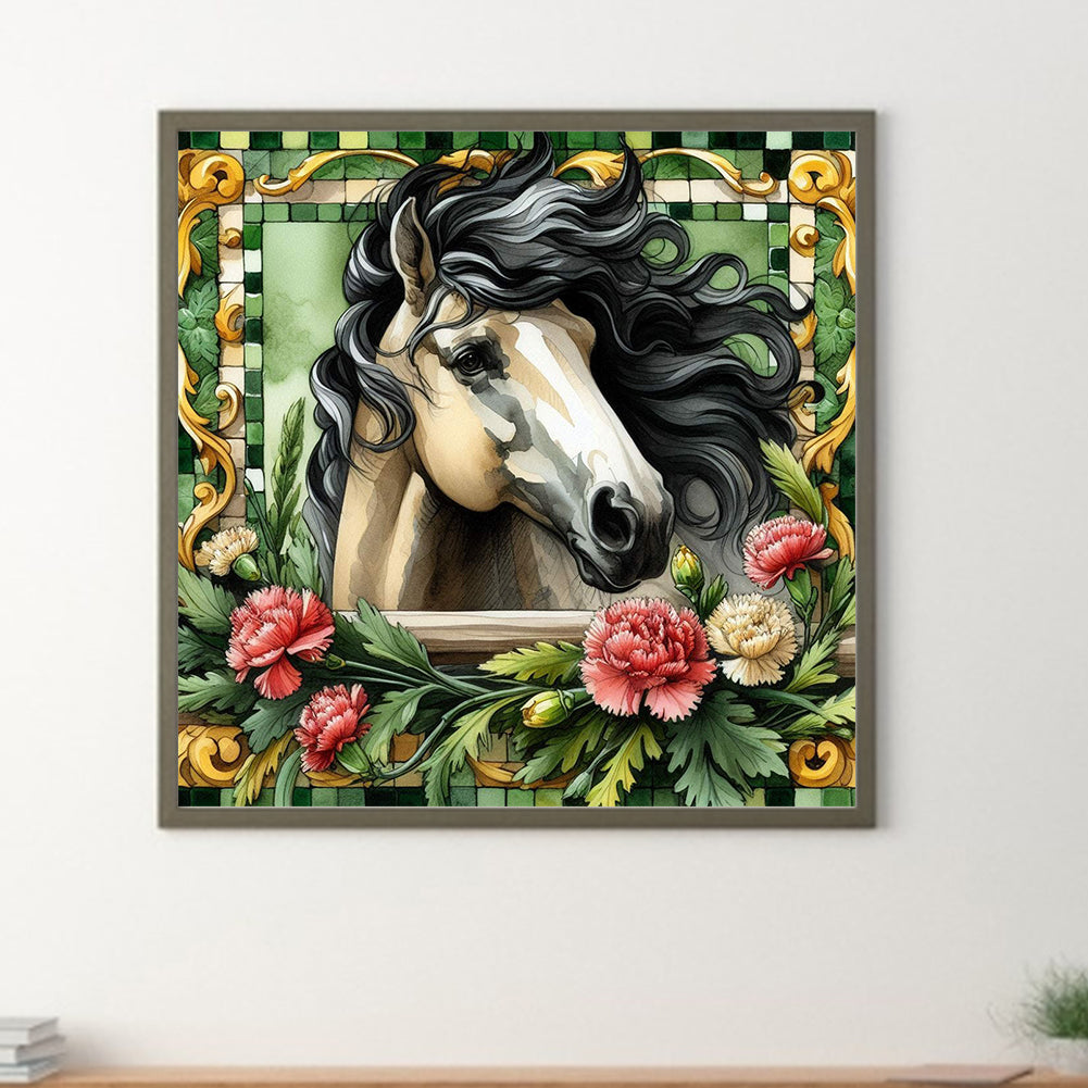 Carnation Horse - Full Round Drill Diamond Painting 30*30CM