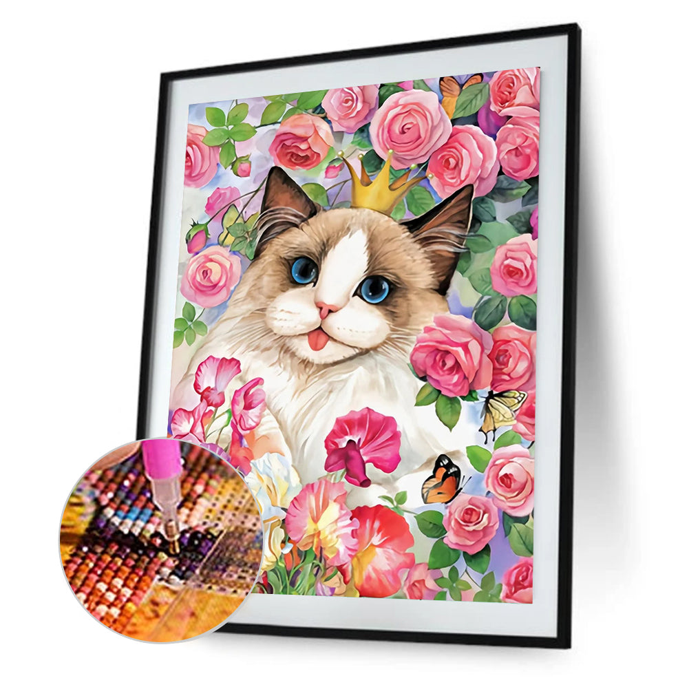 Rose Ragdoll Cat - Full Round Drill Diamond Painting 30*40CM