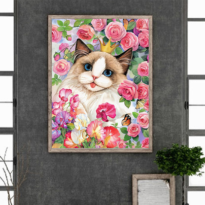 Rose Ragdoll Cat - Full Round Drill Diamond Painting 30*40CM