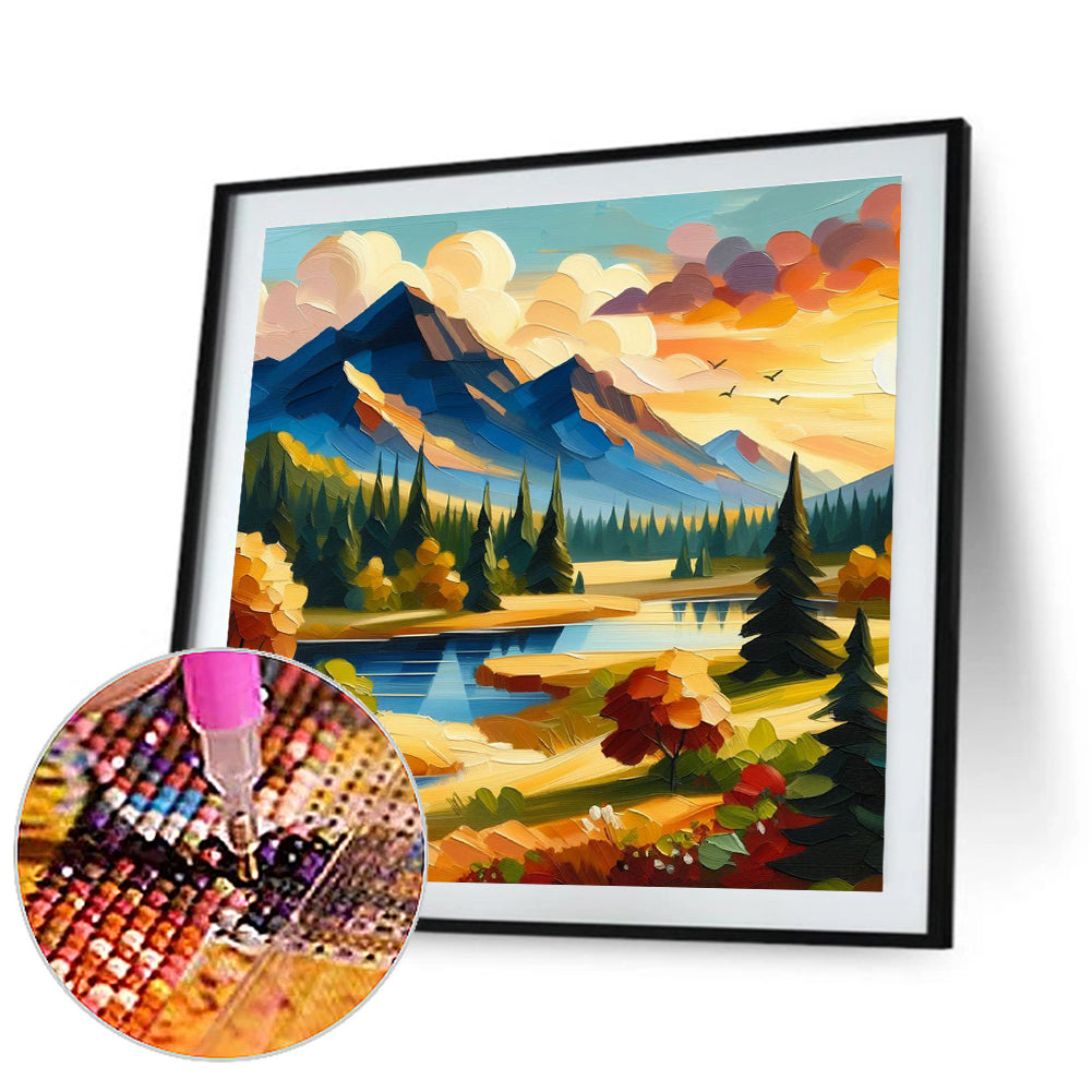 Mountains, Rivers And Forests - Full Round Drill Diamond Painting 40*40CM